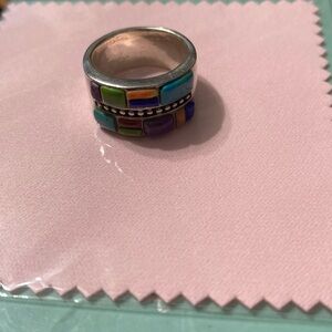 Sterling silver ring with multicolored stones
